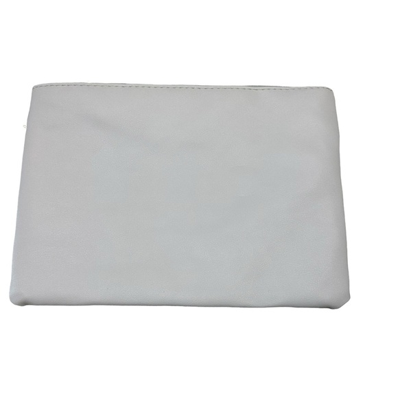 Vegan Leather Light Gray Zip Top Closure Wristlet Bag - Picture 2 of 7